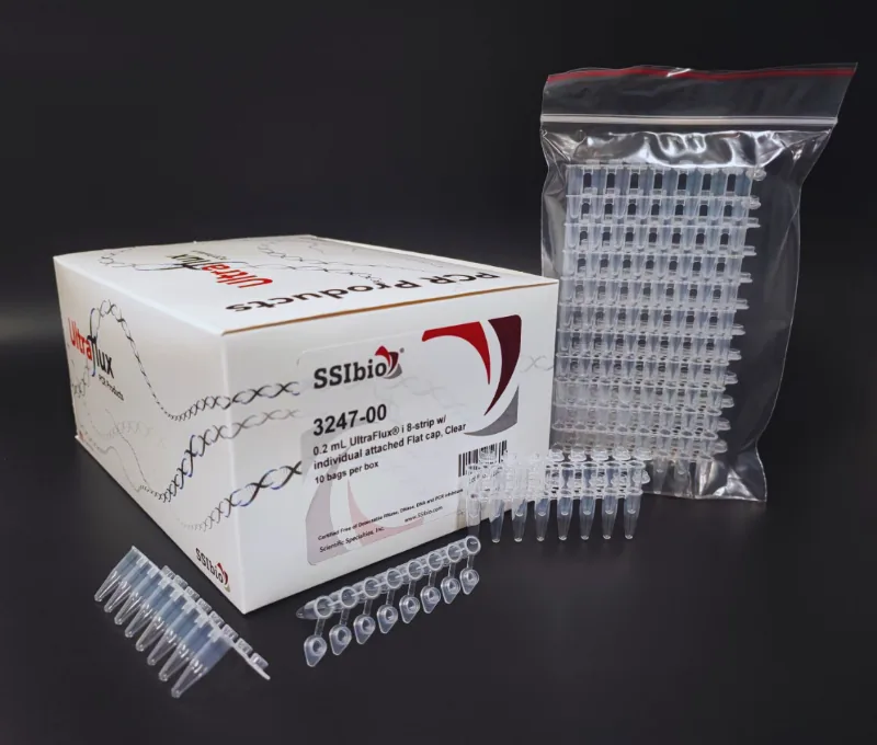 Ống PCR 0.2 ml dải 8, màu trong suốt, nắp phẳng liền thân - ảnh 2