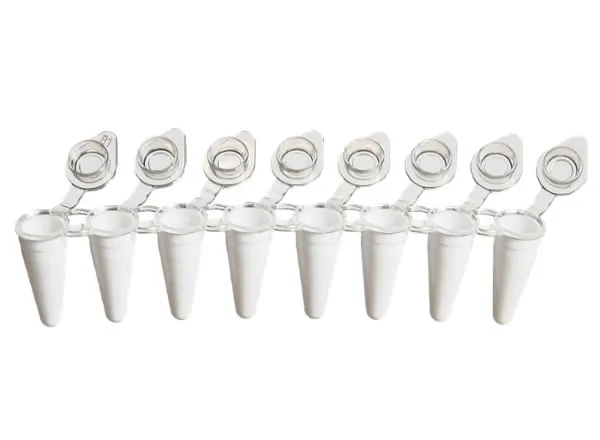 Ống PCR 0.1 ml dải 8, nắp phẳng liền thân, màu trắng đục | 3248-40